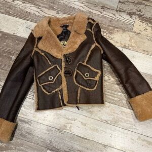 Diesel Brown Shearling Leather Jacket